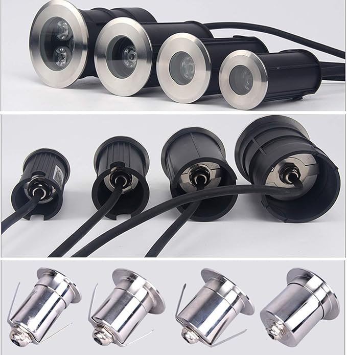 3PCS Miniature Underwater Recessed LED Landscape Lights - 12V/24V Spotlights