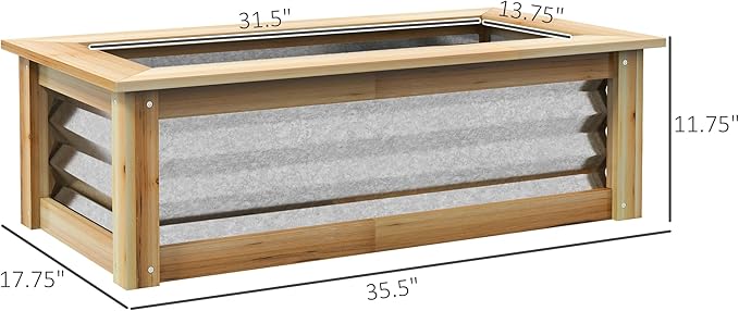 Raised Garden Bed Kit Outdoor Planter Box Galvanized Metal Reinforced with Wood Stock Tank for Growing Flowers Herbs and Vegetables