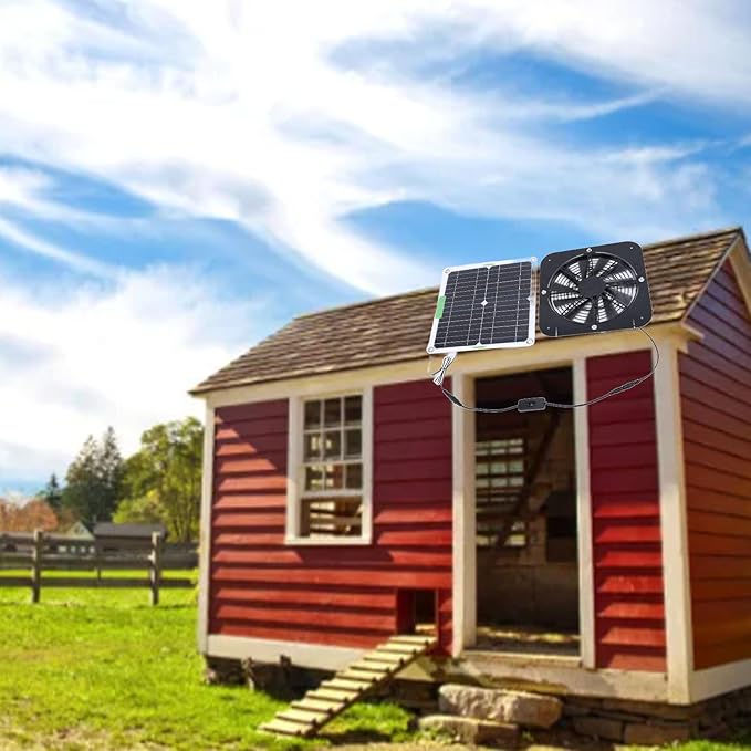100W Solar Exhaust Fan for Chicken Coop: 13.5Inch Solar Powered Ventilation Fan for Greenhouse Shed Rv and Dog House