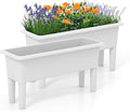 2 Pcs Raised Planter Bed Elevated Planter Boxes with Removable Legs Plastic Planter Bed for Gardening Backyard &amp Deck (Greyish-White)