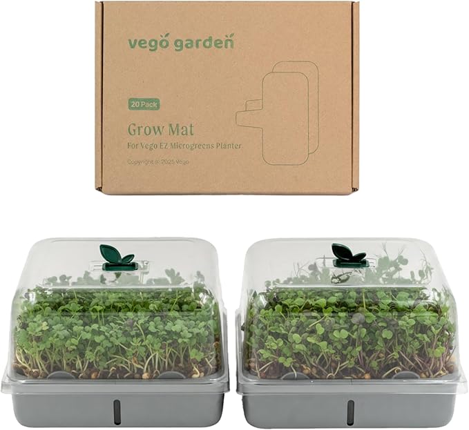 Self-Watering Microgreens Growing Kit with 20 Capillary Grow Mats and Humidity Domes 4 Trays for Growing Multiple Micro Greens and Sprouts Hydroponic Growing System with Water Level Indicator