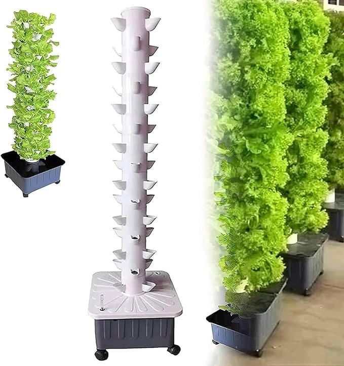 AMNOOL 45 Holes Hydroponics Growing System Indoor Grow System Vertical Grow Tower Soilless Cultivation Growing System for Herbs Fruits and Vegetables