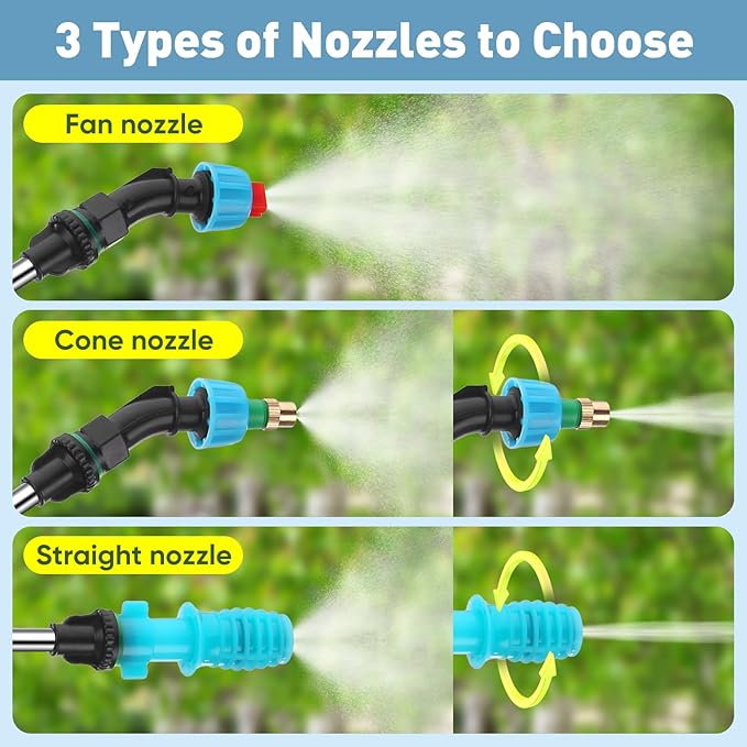BlumWay Battery Powered Sprayer 2 GallonPowerful Electric Sprayer with 3 Mist Nozzles Retractable Wand Garden Water Spray with Adjustable Shoulder Strap for LawnGardening