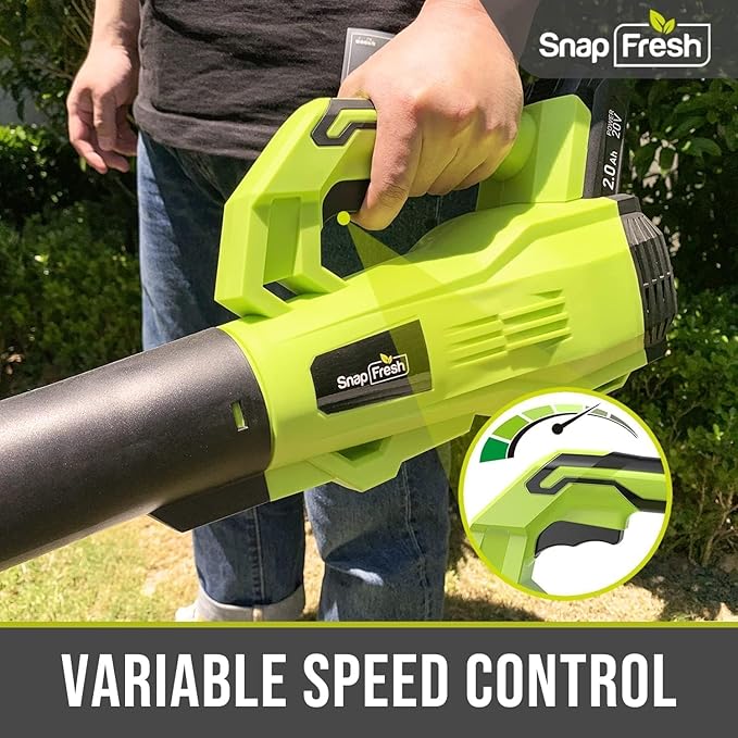 SnapFresh Cordless Leaf Blower - 180 CFM Leaf Blower with Battery &amp Charger 2 Section Tubes Free Control SpeedLightweight Electric Leaf Blower for Blowing Leaves Lawn Care Dust &amp Other D
