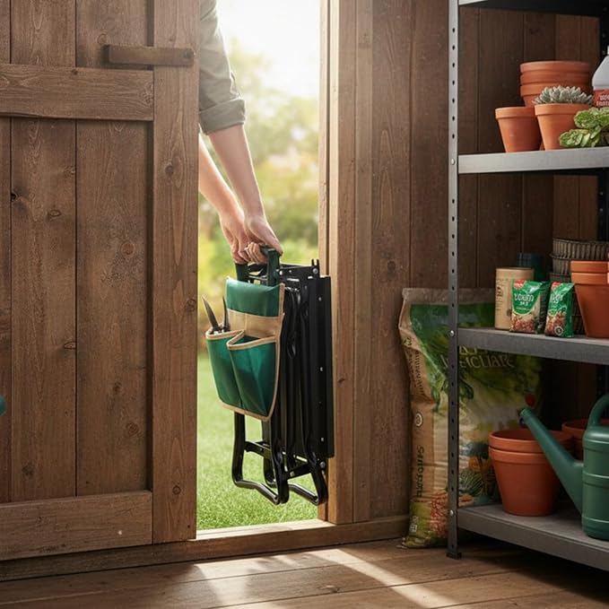 Garden Kneeler and Seat Folding Garden Stool with Thick EVA Pad Heavy Duty Garden Bench with Tool Pouches for Gardening Yard Work