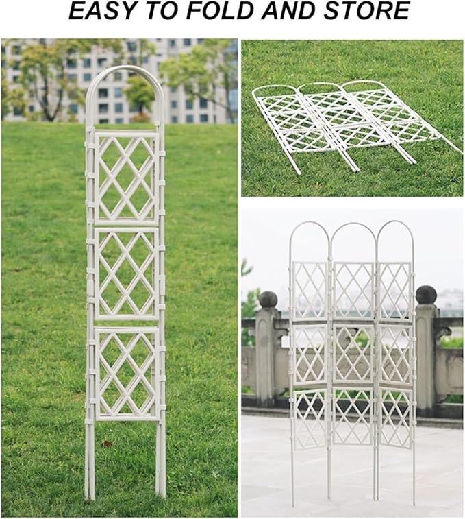 Large Decorative Outdoor Trellis Metal Garden Trellis For Climbing PlantsEuropean Style Rustproof Metal Garden Fence For Outdoor Indoor Potted Plants Tomato Rose(White90x210cm(35.5x82.7in))