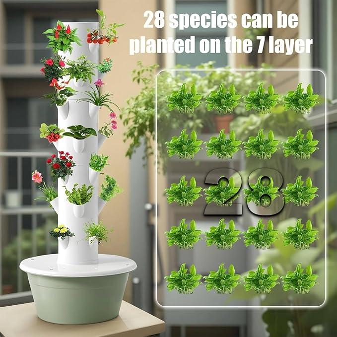 Garden Hydroponics Growing System Indoor Smart Garden with LED Light Plants Indoor Hydroponic Vegetable Tower Automatic Timer for Gardening Lover 5thfloor