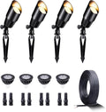 12V Landscape Spotlight Bundle - 4 Pack Spotlight 65FT 16/2 Cable Outdoor Waterproof LED Fixture for Garden Wall Tree with 5W 2700K Warm White MR16 Bulb