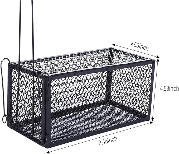 2 Pcs Humane Rat Traps BESUNTEK Metal Humane Live Animal Cage Trap Indoor Outdoor Catch and Release Mouse Trap for Squirrels and Small Rodents