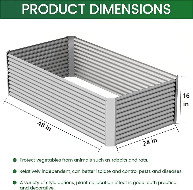 FRIZIONE 3pcs Tall 4x2ft Galvanized Raised Garden Bed OutdoorSteel Garden Bed for VegetablesAbove Ground Garden Box for FlowerMetal Raised Beds for Gardening