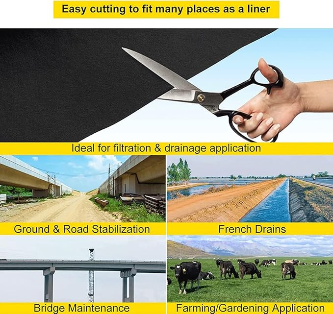 Premium Weed Barrier Fabric Heavy Duty 3.2OZ Woven Weed Control Fabric High Permeability Good for Flower Bed Geotextile Fabric for Underlayment (Size : 0.6x50m/2x164ft)