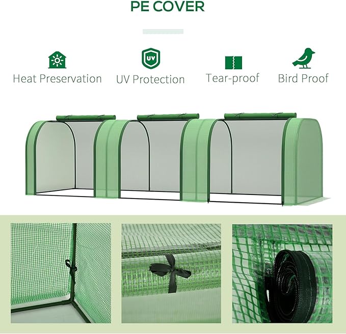 Greenhouses for Outdoors Heavy Duty Large Walk in Green Houses for Outside with Roll-Up Door &amp Reinforced Frame
