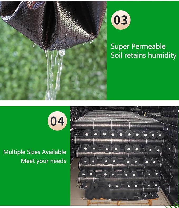 Weed Control Membrane UV Stabilised Ground Cover Membrane Trimmable Black Woven Roll Weed Barrier Perfect for Gardens Patios Flower Beds Landscaping(1 * 100m)