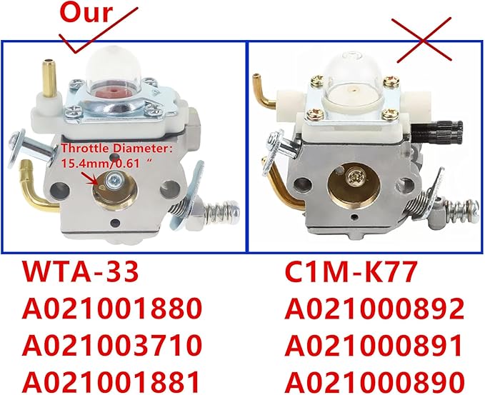 WTA-33-1 Carburetor for Echo PB-250 Blower A021001882 A021001880 A021001881A