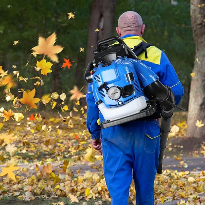 Leaf Blower Gas Powered 52-75CC Gas Powered Backpack Leaf Blower with 2/4-Stroke Engine 750/900CFM Powerful Snow Blower for Lawn Care Yard Dust Debris (Blue - 75CC - 4 Stroke)