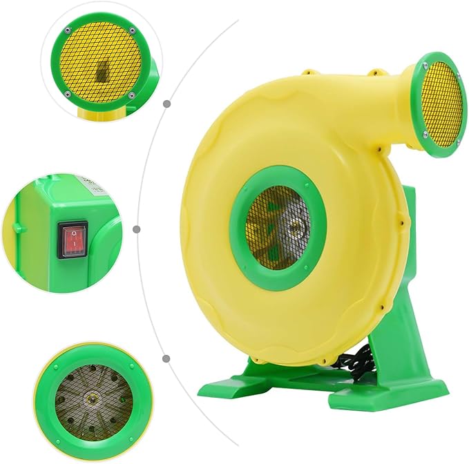 Air Blower Pump Fan 2150Pa Air Blower Jumping Bed Inflator Powerful Inflatable Bounce House Blower for Inflatable Water Slide Bouncy Castle Bounce House Speed 3250RPM 1118CFM Air Volume