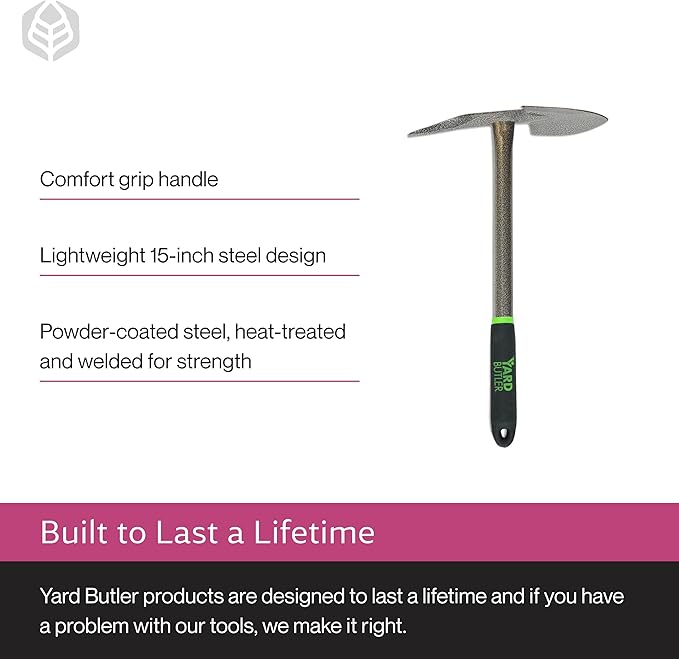 Yard Butler Terra Garden Hand Tools - Weeding Hand Tiller Tool for Efficient Gardening - Weed Remover Tool for Lawn &amp Garden Care - Durable Gardening Accessory Planter