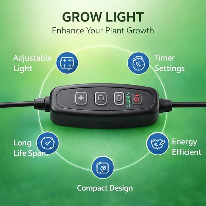 20W Full LED Plant Growing Light USB Powered with 360 Degree Gooseneck Double Tube Indoor Greenhouse Vegetable Flower - Adjustable Flexible Design Durable Materials Ideal fo
