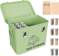 Seed Storage Organizer Box Metal Seed Box Garden Seed Organizer with Lid Seed Containers Storage with 3 Compartments 30 Seed Holder Organizers 50pcs Seed Envelopes (Green)