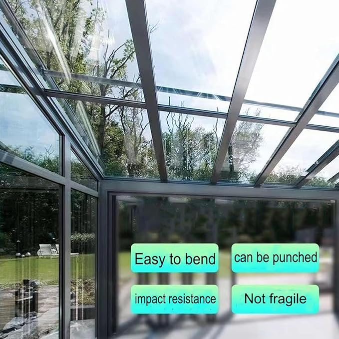 Polycarbonate Panel Roofing SheetsClear Acrylic Plastic SheetOutdoor Awning ShelterUV Protection Rainproof Roof CoverRoof CladdingGreenhouse Shed CanopyEasy to Cut (6 x 6.6ft)
