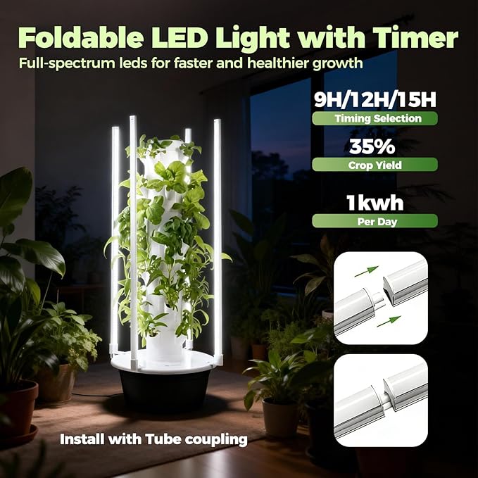 Hydroponic Garden Auto Water Circulation 5Tier 20Cells 30L Tank Space Saving Hydroponic Planter for PepperLettuceLeafy GreensWheatgrass Green-IndoorWithLEDLight
