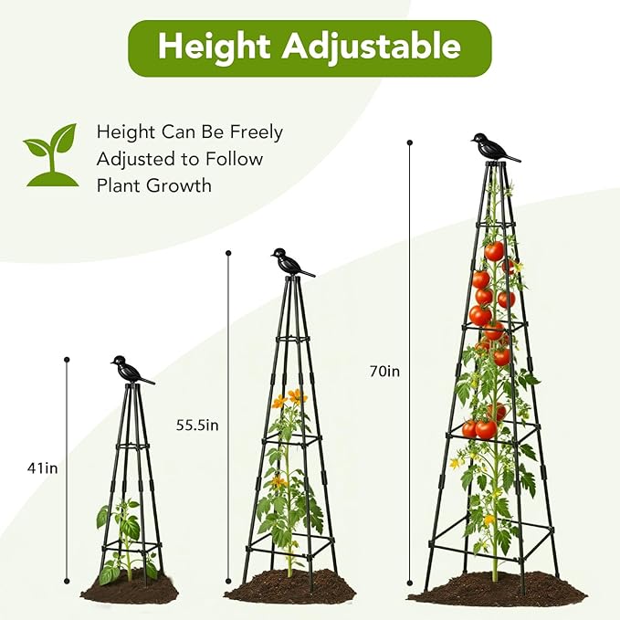 2 Pack Garden Trellis for Climbing Plants Outdoors 70inch Tower Obelisk Trellis for Potted Climbing Plants Plant Support for Potted Flowers Roses Tomatoes Cucumbers &amp Vegetables