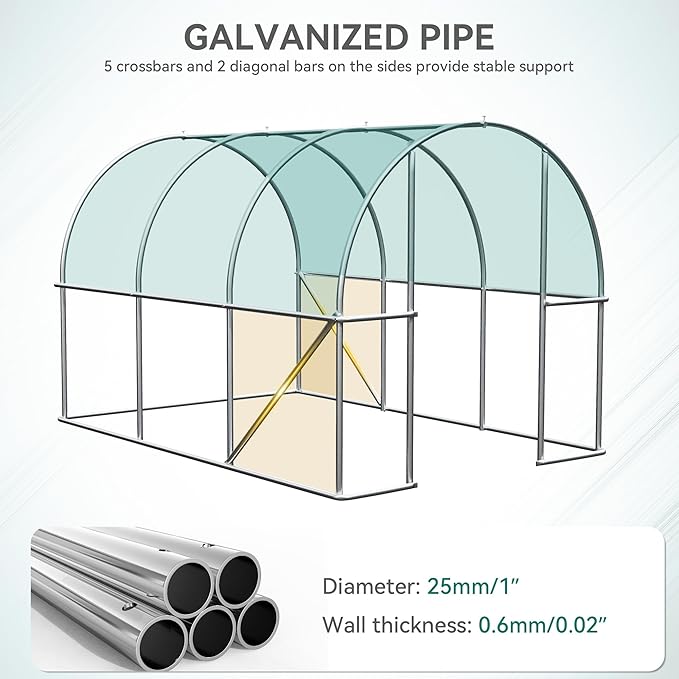 YITAHOME 10x7x7FT Greenhouses Large Heavy Duty Walk-in Green House Tunnel Green Houses Outdoor Portable Plant Gardening Upgraded Galvanized Steel Frame Zipper Doors 5 Crossbars Garden