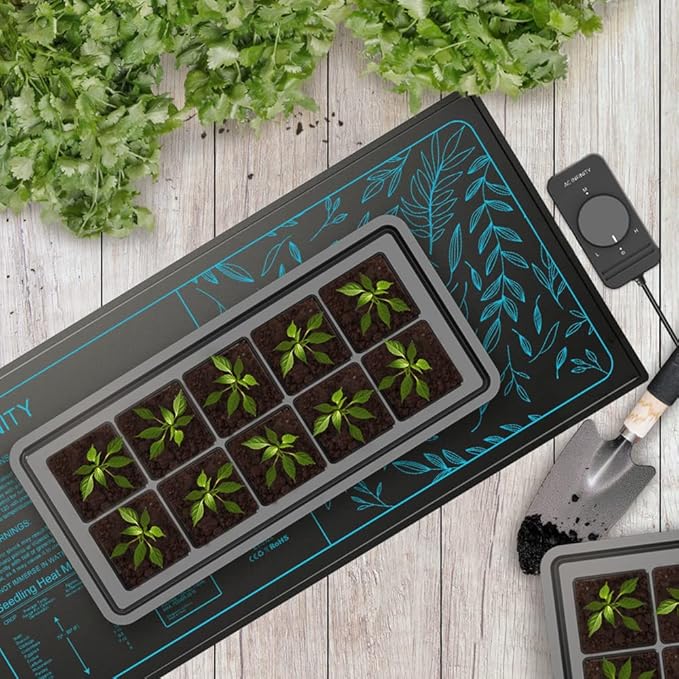 AC Infinity SUNCORE A3X2 Dual Waterproof Seedling Mats with Heat Controllers 10 x 20.75 UL &amp MET Certified Heating Pads for Indoor Gardening Hydroponics Germination Cloning