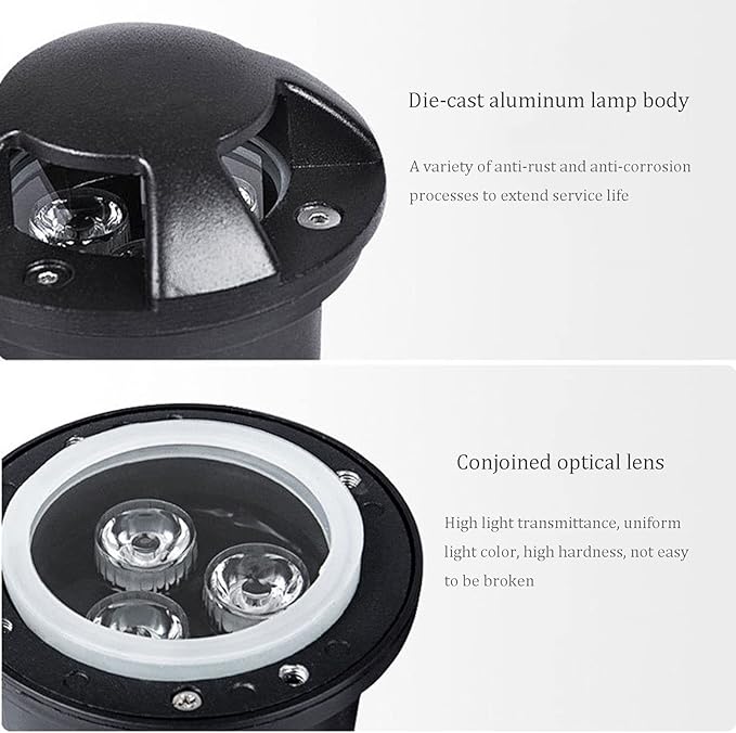 LED Underground Light Embedded Garden Buried Light IP66 Waterproof Low Voltage AC12/24V Recessed Spotlights for Outdoor Yard Driveway Deck Patio Decorative Landscape Light