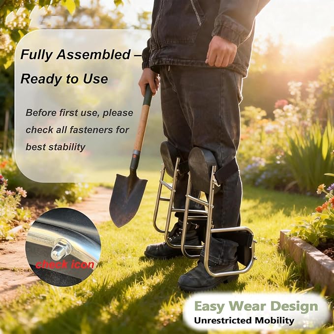2-Pack Gardening Knee Seat No Assembly Required Pre-Assembled Stainless Steel Frame with Thick EVA Foam Ergonomic Knee Seat Stool for Gardening Floor Cleaning DIY &amp Home Tasks