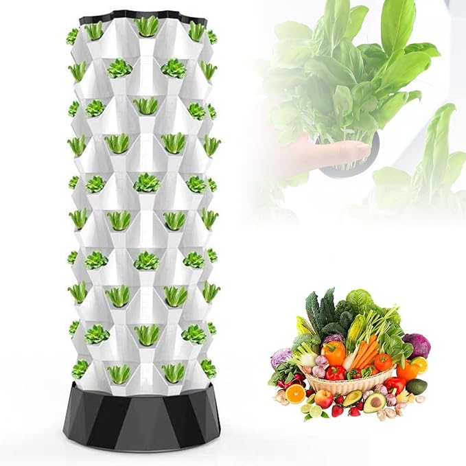 Hydroponics Growing System 6/8/10 Layers Hydroponics Tower Indoor Vertical Gardening Grow Kit with Pump and Water Tank for Leafy Vegetables and Fruits No Soil8Layers