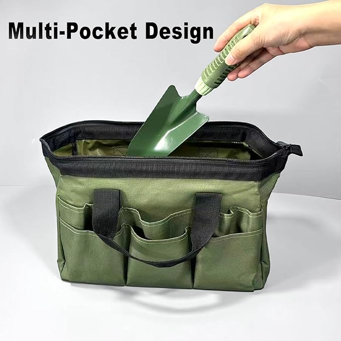 FTVOGUE 4PCS Garden Tool Set Gardening Tools with Non Slip Rubber Grips and Storage Bag for Digging Weeding Loosening Soil Aerating Transplanting