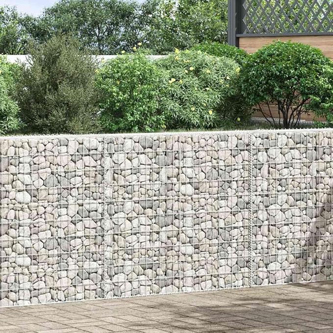 Trapezium Gabion Raised Garden Bed Silver Galvanized Steel Planter for Outdoor Plants 59.1 x 7.9 x 39.4 in Weather Resistant High Load Capacity