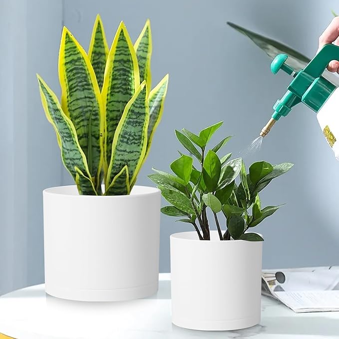 Large Plant Pots Set of 3 – 8 9 10 Indoor Flower Pots with Drainage Holes and Saucers Big Planters for Monstera Fiddle Leaf Fig Snake Plant – 5 Colors
