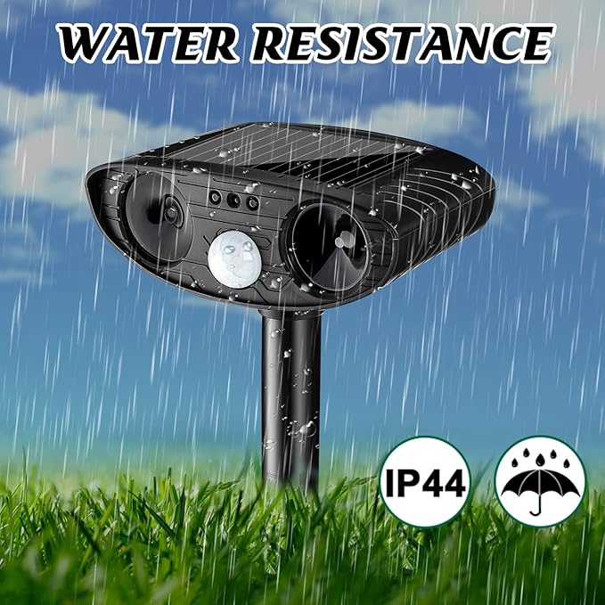 Ultrasonic Animal Repellent Outdoor Solar Powered Repeller Cat Dog Deer Deterrent Waterproof Motion Sensor Deterrent for Yard Garden Rabbit Squirrels Fox Pest(Black Green4 Pieces)