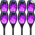 Solar Lights Outdoor Decorations Upgraded Purple Flickering Flame Waterproof Halloween Torch Lights Tiki Torches for Outside Patio Pathway Decor 6 Pack (8)