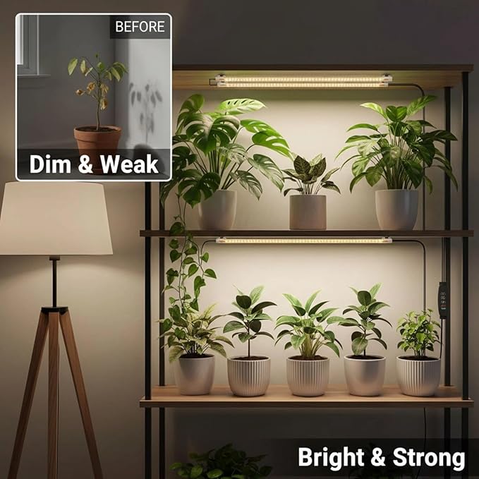 13 In Led Grow Light Strips 20W Dual Head Full Spectrum Plant Light 4 Dimmable Levels Usb For Red &amp White Light Seed Starting Indoor Plants