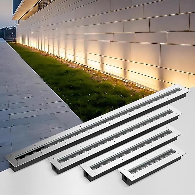 LED Landscape Lights - Outdoor Buried Lights AC 220V Stainless Steel Panel Rectangle Floor Ground Light Ip67 One-Piece Lens + Glue Encapsulation Waterproof Recessed Spotlight