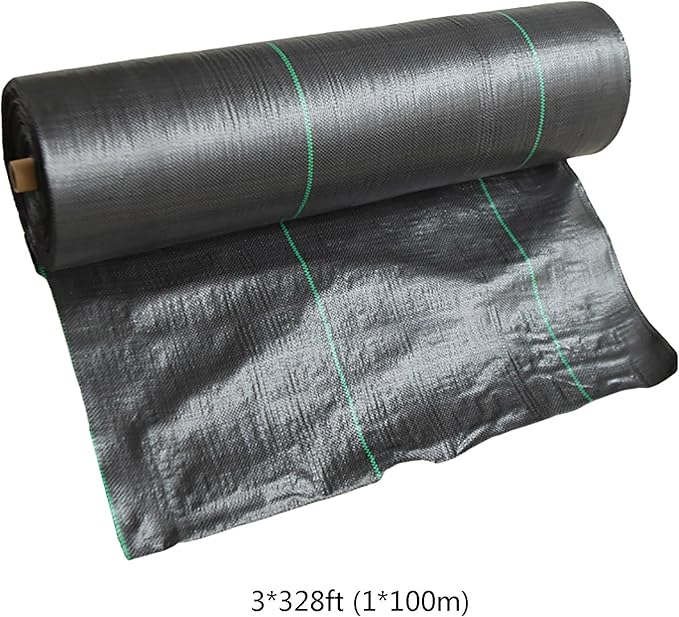 Weed Control Membrane High Tensile Weed Barrier Fabric UV Stabilised Ground Cover Membrane Resistant Weed Matting for Artificial Grass Patios Paths Flower Beds(1 * 100m)