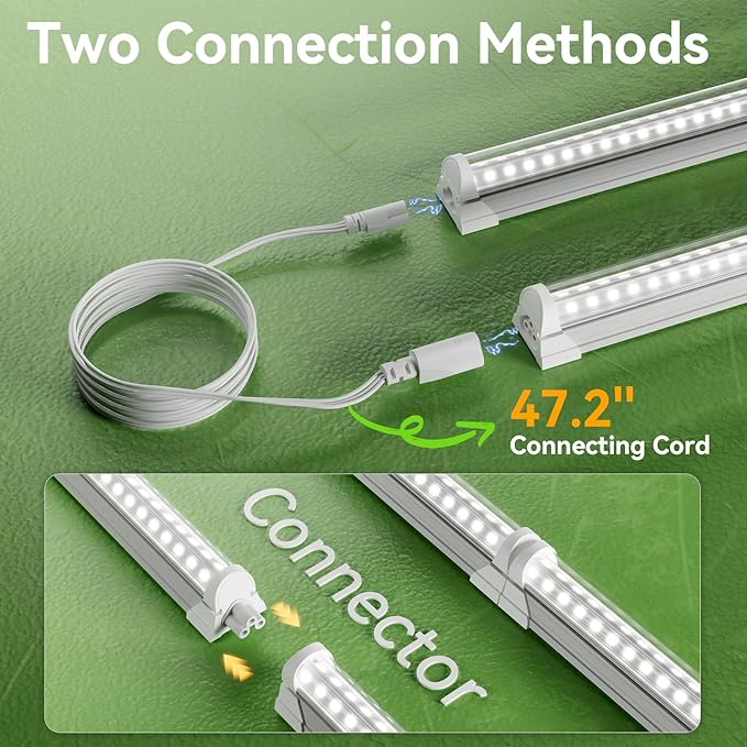 4FT Grow Lights for Indoor PlantsT8 5000K Full Spectrum Plant Light540W(12 x 45W)LED Grow Light Strips with Timer Aluminum ReflectorLinkablePlant Growing Lamp Fixture for Greenhouse Indoor 12pcs