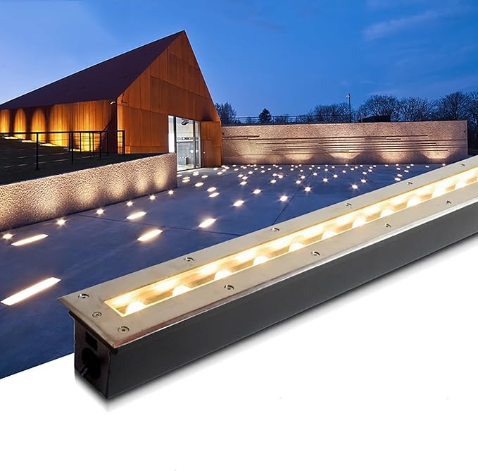 LED Landscape Lights - Outdoor Buried Lights AC 110V Long Strip Ultra-Thin Wall Lights Ip67 ?Waterproof Embedded Spotlight Garden Courtyard Floor Lamp Decorative Lighting Ground Light