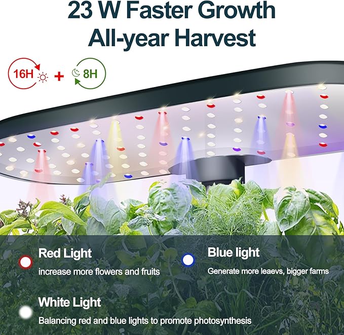 Hydroponics Growing System Indoor Garden 12 Pods Plant Germination Kit Aeroponic Herb Vegetable Growth Lamp Countertop with LED Grow Light (Blackish Green)