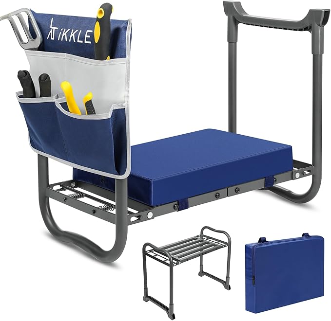 ikkle 838LB+ Capacity Garden Kneeler and Seat - Ultra Heavy Duty Stool Bench with Thick Soft Pad Gift for Gardeners