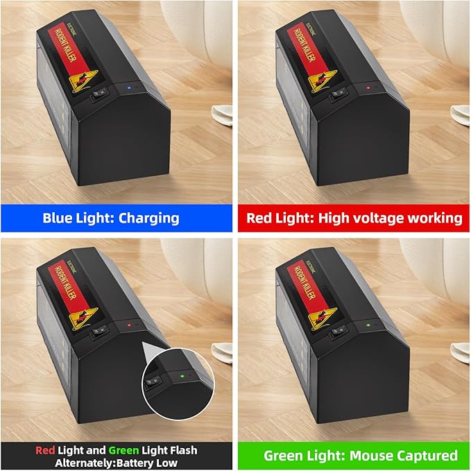 2 Pack Electric Mouse Trap ZapperElectronic Rat Traps Indoor for Home with Anti-Escape DoorRechargeable &amp Reusable Electric Rat Traps Outdoor Rodent Zapper Mice Killer for Kitchen GarageFast Ki