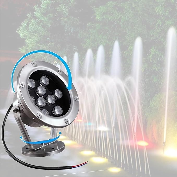 Rotatable LED Underwater Pond Lights 12W Warm &amp 6W Red Spotlights Outdoor Landscape Fountain Lights Green Pathway Lighting Waterproof Garden Decor