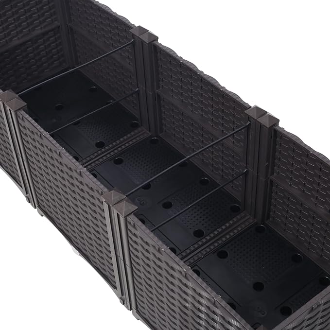 Dawn Deep Raised Garden Bed Plastic Planter Boxes for Vegetables Flowers Herbs and SucculentsSelf-Watering Planter Box Raised Bed to Grow Flowers Herbs &amp Vegetables 47.2 L X 15.7 D X 14.7 H