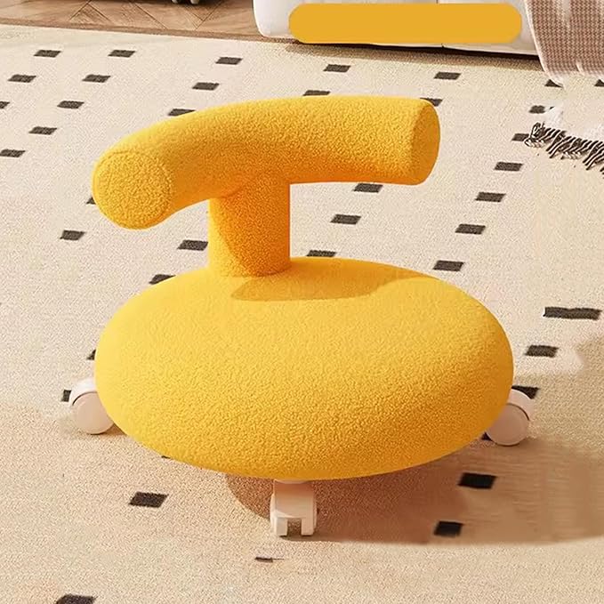 Rolling Stool Pulley Stool Universal Wheel Low Stool Home Lazy Rolling Stool Back Small Chair Swivel Caster Wheels Pu Leather Small Stools for GardeningHome (Color5 30 * 37 * 32cm)