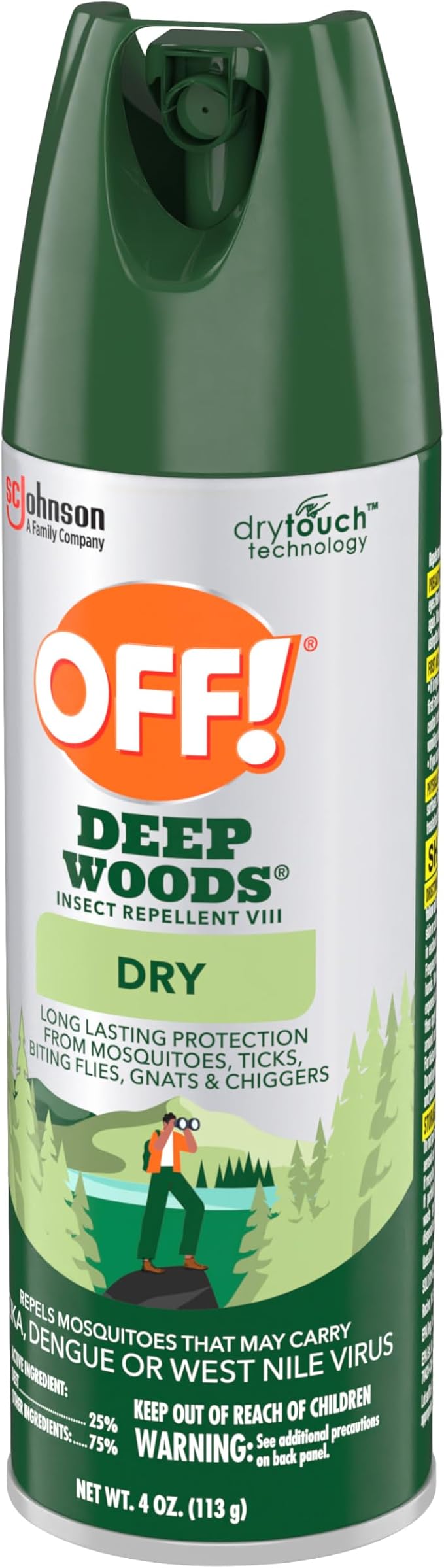 OFF! Deep Woods Dry Bug Spray Insect Repellent VIII Long Lasting Outdoor Protection from Mosquitoes and Ticks 4 Ounce (Pack of 12)