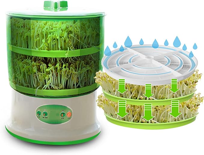 Bean Sprout Machine 2PCS Automatic Bean Sprout Machine Household Kitchen Large Capacity Bean Sprout Cultivation kit 3 Layers US (3 Layers (2 Layer UK)