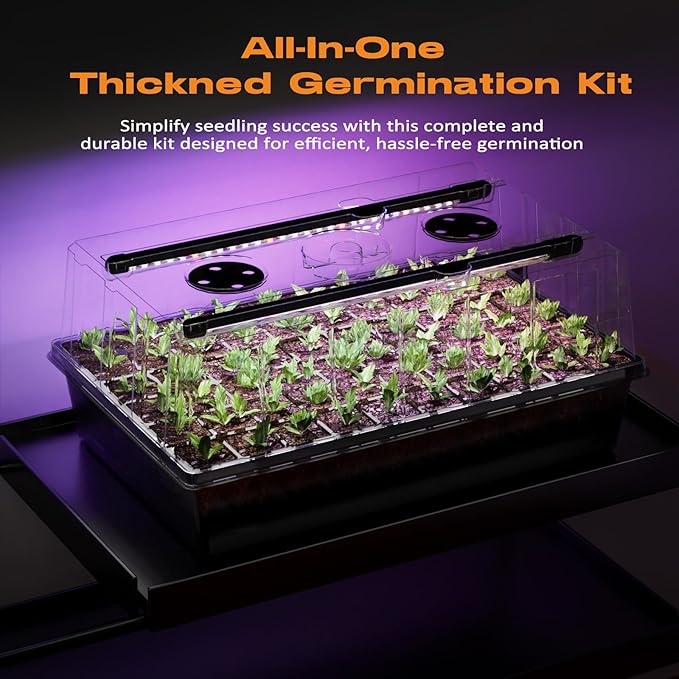 120-Cell Self-Watering Seed Starter Tray with Grow Light Seed Starter Kit with 4.07” Humidity Dome Indoor Seedling Starter Tray Seed Starting Trays for Plant Germination Seeds Growing